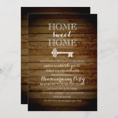 ヴィンテージ鍵ウッドルック引っ越し祝いパーティー招待状 招待状 (正面/裏面)