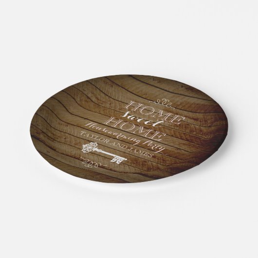 ヴィンテージ鍵ウッドルック引っ越し祝いパーティー紙プレート ペーパープレート (アングル)