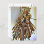 ヴィンテージ鍵スケルトン鍵ヴィンテージ ポストカード (正面/裏面)