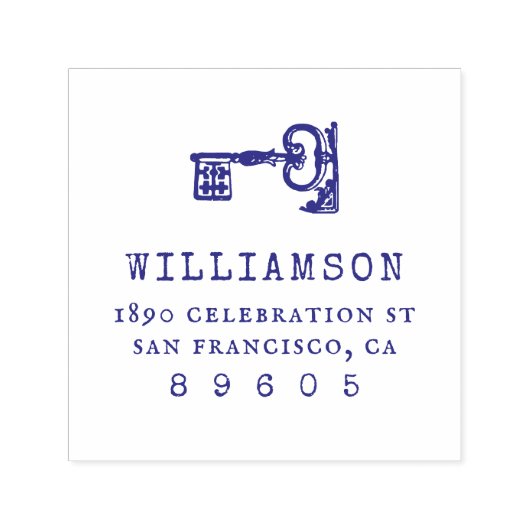 ヴィンテージ鍵ファミリ名差出人住所 セルフインキングスタンプ (デザイン)