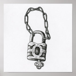 ヴィンテージ鍵及びロックイラストレーション ポスター