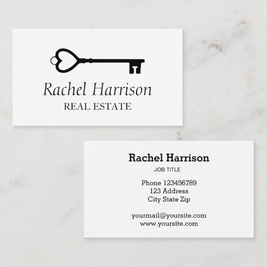 ヴィンテージ鍵実在エステートインテリアデザイナの評価 名刺 (正面/裏面)