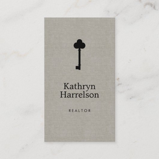 ヴィンテージ鍵実在不動産仲介業者インテリア設計者 名刺 (正面)
