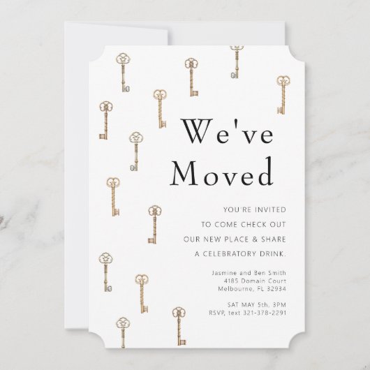 ヴィンテージ鍵新しいホーム発表と招待状 招待状 (正面)