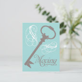 ヴィンテージ鍵移動はがきティール（緑がかった色） 案内ポストカード (スタンド正面)