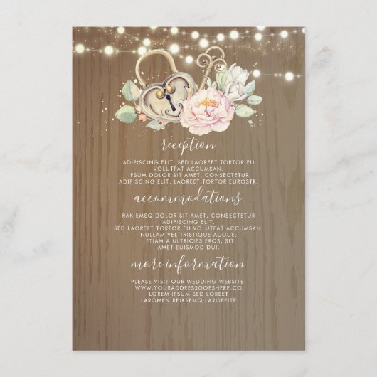 ヴィンテージ鍵結婚インフォメーションゲスト エンクロージャーカード (正面)