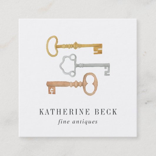 ヴィンテージ鍵 スクエア名刺 (正面)