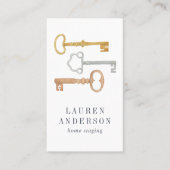 ヴィンテージ鍵 |ホームステージングの縦 名刺 (正面)