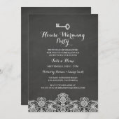 ヴィンテージ鍵&レース引っ越し祝いパーティーパーティー招待状 招待状 (正面/裏面)