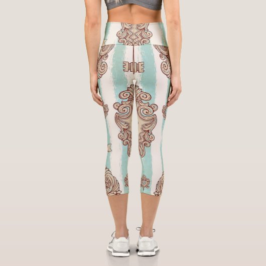 ヴィンテージ鍵、ロック:フリーハンドパターン。 カプリレギンス (裏面)