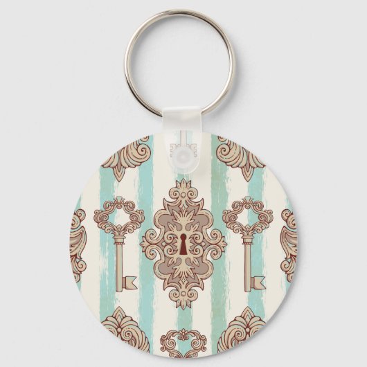 ヴィンテージ鍵、ロック：フリーハンドパターン。 キーホルダー (正面)