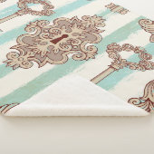 ヴィンテージ鍵、ロック：フリーハンドパターン。 シェルパブランケット (3/4)