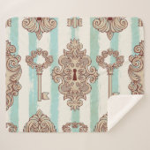 ヴィンテージ鍵、ロック：フリーハンドパターン。 シェルパブランケット (正面(横))