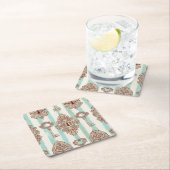 ヴィンテージ鍵、ロック：フリーハンドパターン。 スクエアペーパーコースター (インサイチュ)