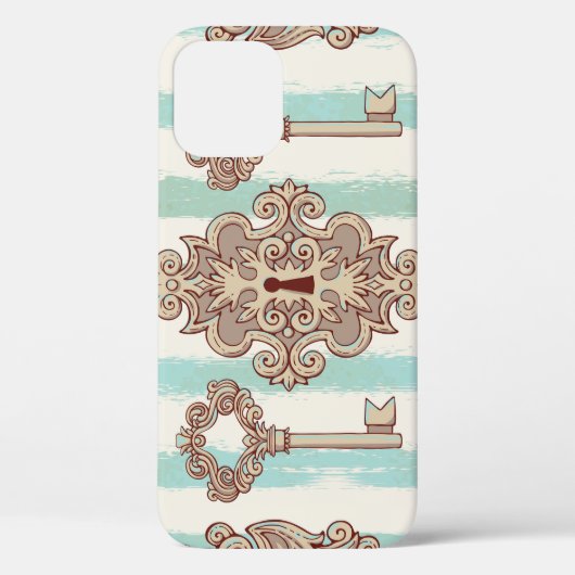 ヴィンテージ鍵、ロック:フリーハンドパターン。 Case-Mate iPhoneケース (裏面)