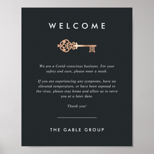 ヴィンテージ鍵 |不動産実在Covidの安全性 ポスター (正面)