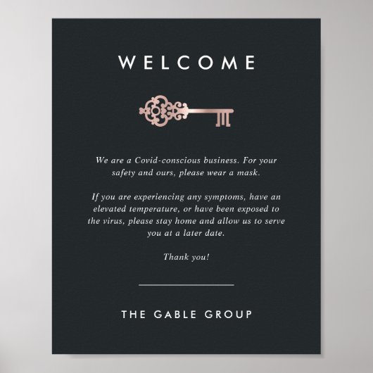 ヴィンテージ鍵 |不動産実在Covidの安全性 ポスター (正面)