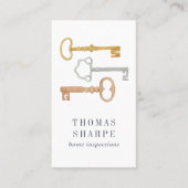 ヴィンテージ鍵 |住宅検査の垂直 名刺 (正面)