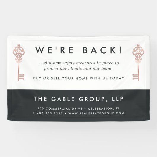 ヴィンテージ鍵 |実在不動産事業の再開 横断幕 (横)