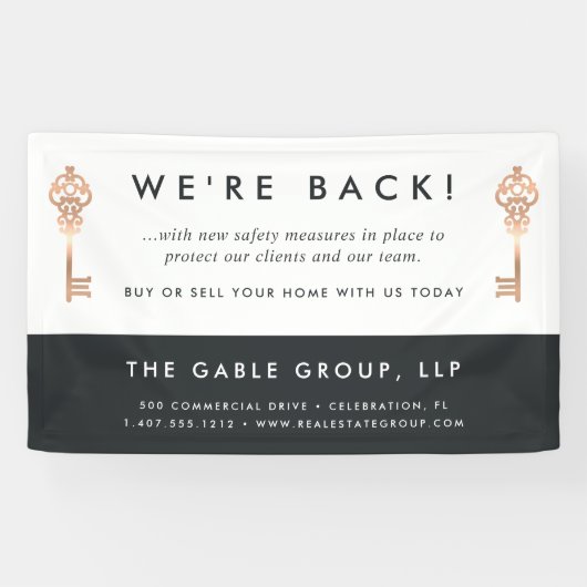 ヴィンテージ鍵 |実在不動産事業の再開 横断幕 (横)