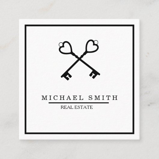 ヴィンテージ鍵 | 実在鍵ロゴ スクエア名刺 (正面)