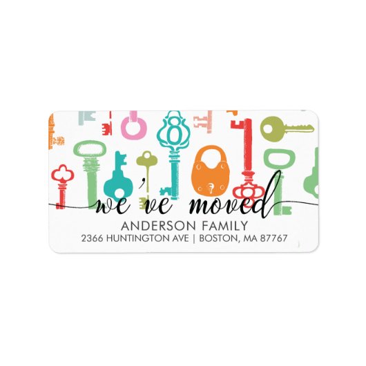 ヴィンテージ鍵 |引っ越しました住所 シール (正面)