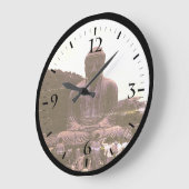 ヴィンテージ鎌倉仏素晴らし観光客Postc ラージ壁時計 (傾斜)