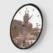 ヴィンテージ鎌倉仏素晴らし観光客Postc ラージ壁時計 (傾斜)