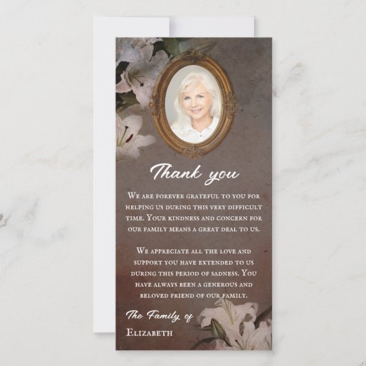 ヴィンテージ鏡フレームライズフォト悔やみや弔慰 サンキューカード (正面)