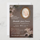 ヴィンテージ鏡フレームリリー写真ライフお祝い 招待状 (正面)