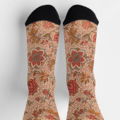 ヴィンテージ開花つる植物植物学プリント ソックス (上部)