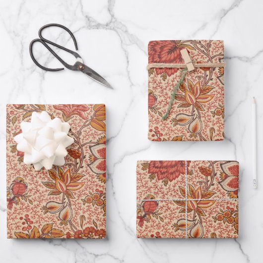 ヴィンテージ開花つる植物植物学プリント ラッピングペーパーシート (正面)