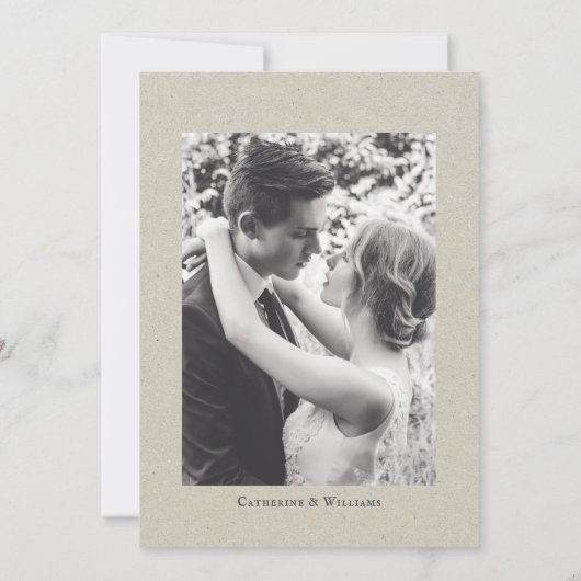 ヴィンテージ開花とフォトラブ:ミニマル結婚リスト 招待状 (裏面)