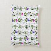ヴィンテージ開花ナチュラルピンクパープルフローラ植物学 アクセントクッション (裏面(縦))