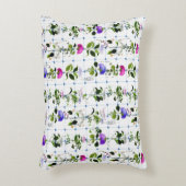 ヴィンテージ開花ナチュラルピンクパープルフローラ植物学 アクセントクッション (正面(垂直))