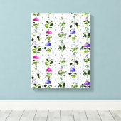 ヴィンテージ開花ナチュラルピンクパープルフローラ植物学 キャンバスプリント (インサイチュ (ウッドフロア))