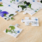 ヴィンテージ開花ナチュラルピンクパープルフローラ植物学 ジグソーパズル (側面)