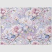 ヴィンテージ開花パステルパープルフローラデカップアート 薄葉紙 (正面)