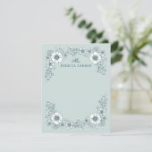 ヴィンテージ開花フローラひな形カード – ティール(緑がかった色) サンキューカード (スタンド正面)