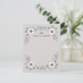 ヴィンテージ開花フローラひな形カード – 灰色 サンキューカード (スタンド正面)