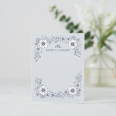 ヴィンテージ開花フローラひな形カード – 青 サンキューカード (スタンド正面)