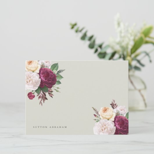 ヴィンテージ開花フローラフラットノートカード カード (スタンド正面)