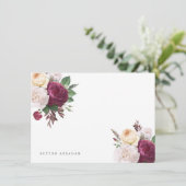 ヴィンテージ開花フローラフラットノートカード カード (スタンド正面)