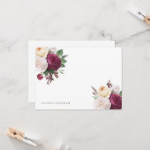 ヴィンテージ開花フローラフラットノートカード カード (正面/裏面インサイチュ)