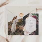 ヴィンテージ開花フローラ写真結婚式の日付を保存 招待状