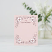 ヴィンテージ開花フローラ文房具カード – ピンク サンキューカード (スタンド正面)