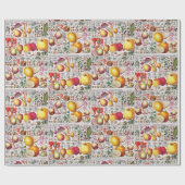 ヴィンテージ開花果実植物書プレート#33 ラッピングペーパー (フラット)