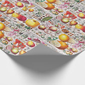 ヴィンテージ開花果実植物書プレート#33 ラッピングペーパー (角)