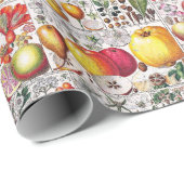 ヴィンテージ開花果実植物書プレート#33 ラッピングペーパー (ロールコーナー)