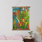 ヴィンテージ開花熱帯野草 吊り下げ型タペストリー (寝室)